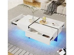 Mesa de centro - com sistema de iluminação LED controlado por aplicação - Branca