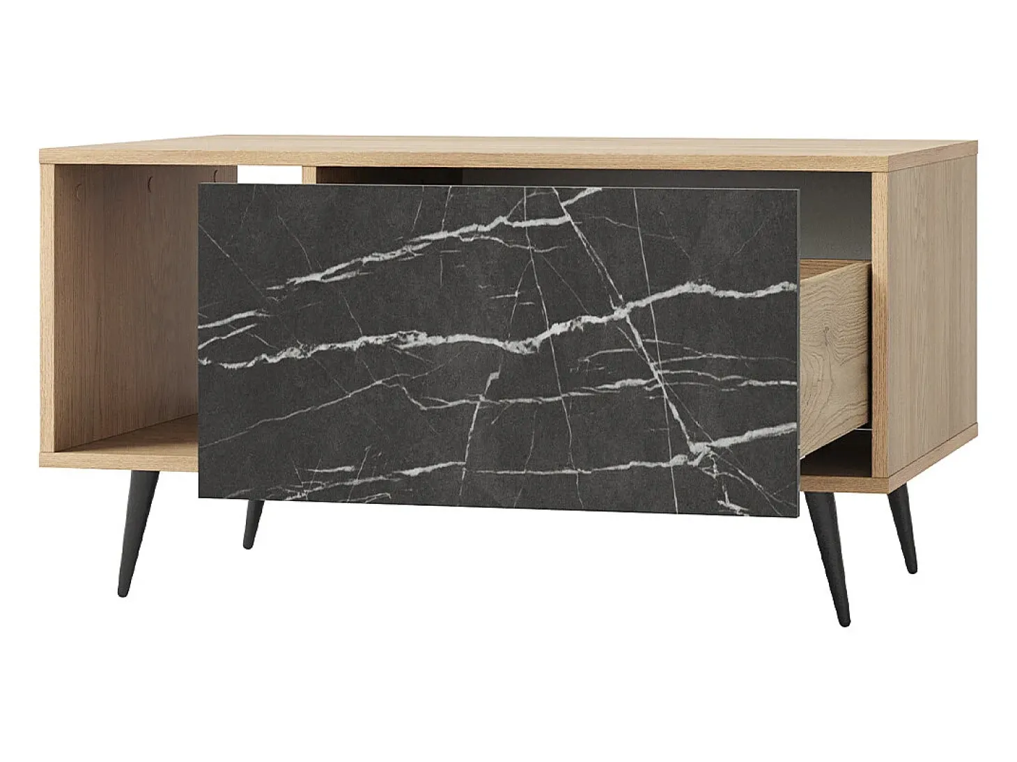 Mesa de centro 1 gaveta Luka madeira e preto 49,2cm