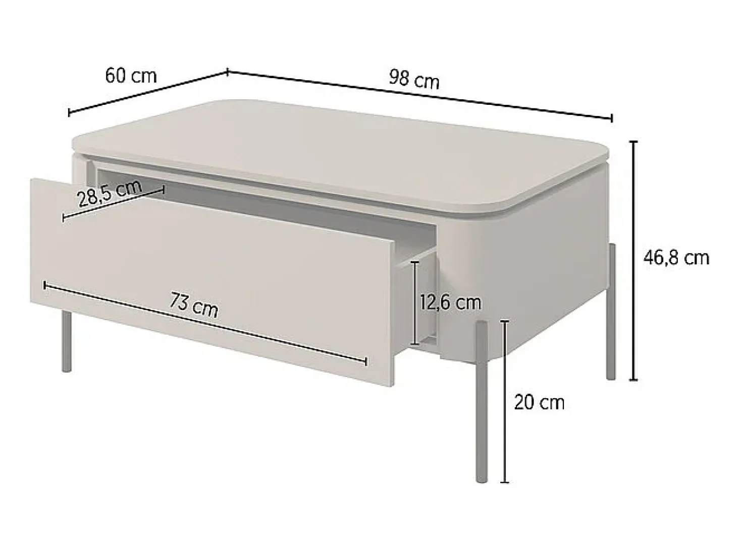 Mesa de centro 1 gaveta toupeira 46,8cm