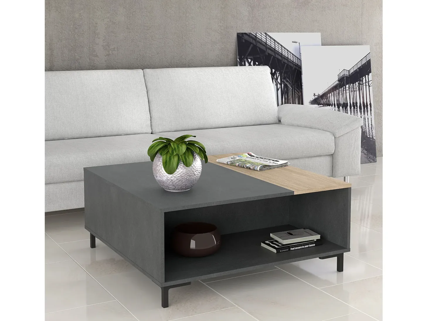 Mesa de centro - MDF - Sonoma & Cimento - GALACTIQUE