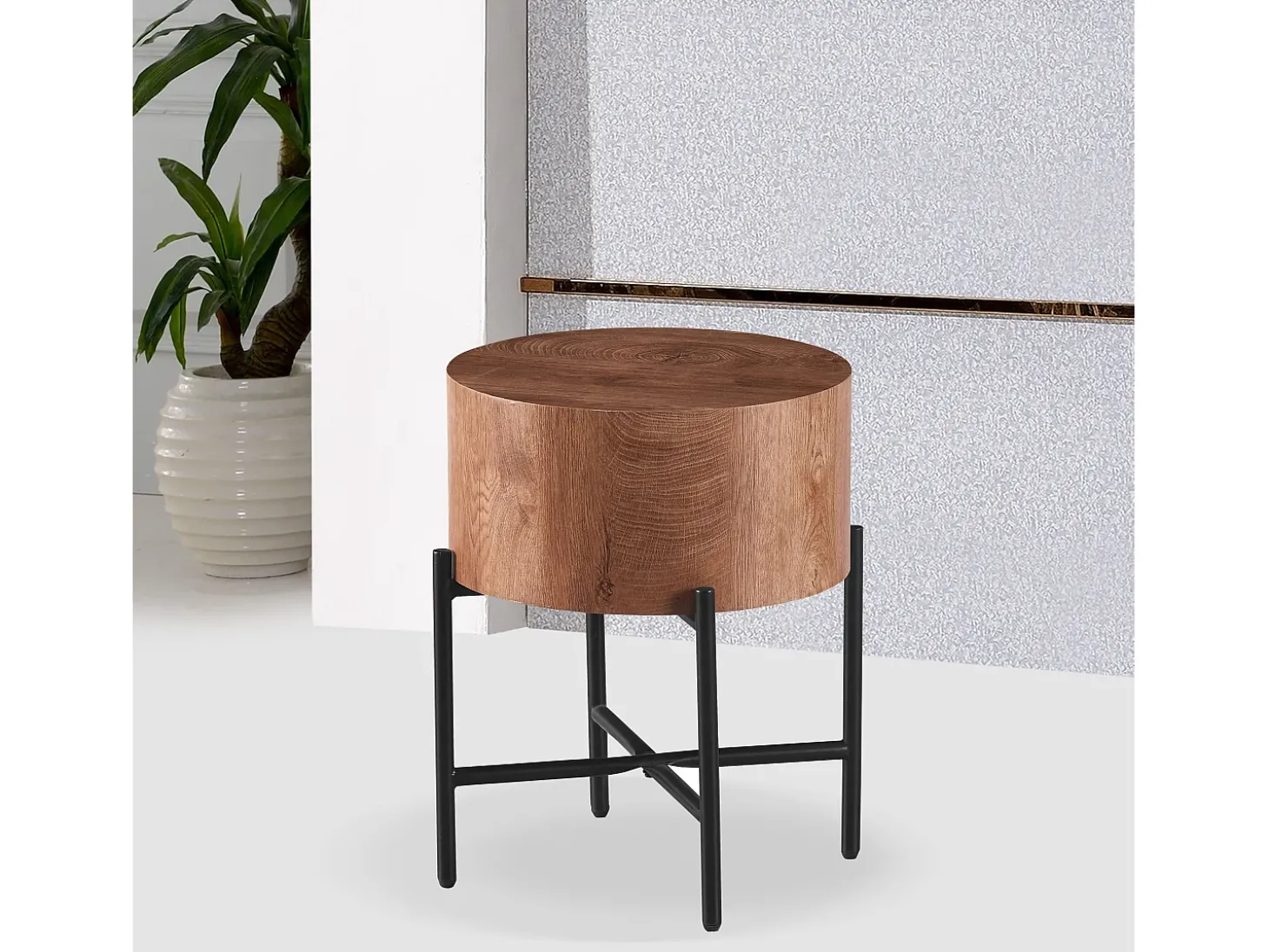 Mesa de centro - MDF e metal - Castanho - MAKINA
