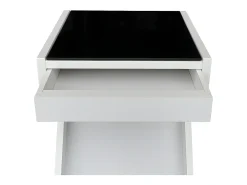 Mesa de centro - MDF e vidro - branca - LARO