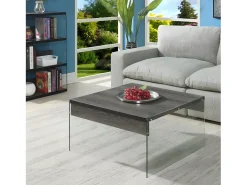 Mesa de centro - MDF e vidro - cinza - KELTON
