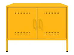 Mesa de centro | Mesa de apoio 68x50x50.5 cm aço amarelo mostarda