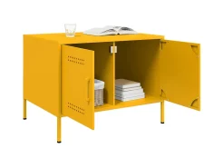 Mesa de centro | Mesa de apoio 68x50x50.5 cm aço amarelo mostarda