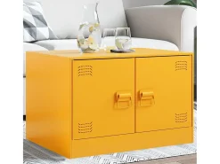 Mesa de centro | Mesa de apoio 67x50x44 cm aço amarelo mostarda