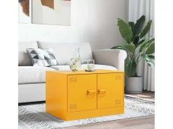 Mesa de centro | Mesa de apoio 67x50x44 cm aço amarelo mostarda