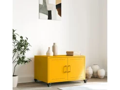 Mesa de centro | Mesa de apoio 68x50x43.5 cm aço amarelo mostarda