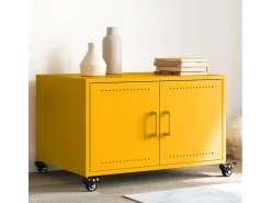 Mesa de centro | Mesa de apoio 68x50x43.5 cm aço amarelo mostarda