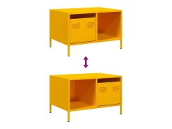 Mesa de centro | Mesa de apoio 68.5x50x43.5 cm aço laminado a frio amarelo mostarda