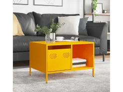 Mesa de centro | Mesa de apoio 68.5x50x43.5 cm aço laminado a frio amarelo mostarda