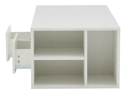 Mesa de centro 100 x 50 x 35 cm com iluminação LED e 2 gavetas - Branca