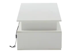 Mesa de centro 100 x 50 x 35 cm com iluminação LED e 2 gavetas - Branca