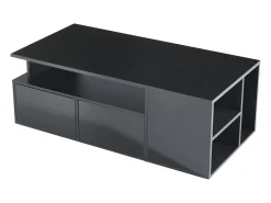Mesa de centro 100 x 50 x 35 cm com iluminação LED e 2 gavetas - Preta