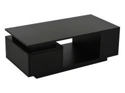 Mesa de centro 100 x 50 x 36 cm com gaveta, LED - Preta