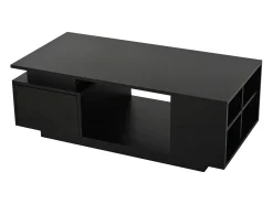 Mesa de centro 100 x 50 x 36 cm com gaveta, LED - Preta