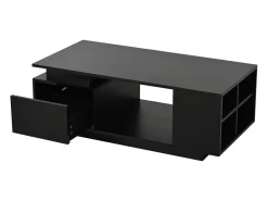 Mesa de centro 100 x 50 x 36 cm com gaveta, LED - Preta