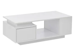 Mesa de centro 100 x 50 x 36 cm com gaveta, LED - Branca