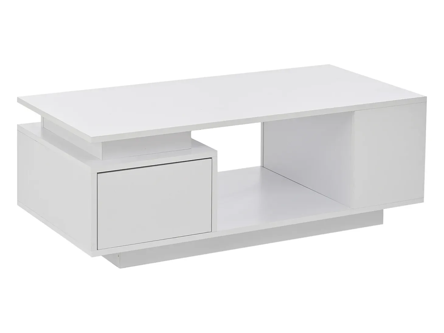 Mesa de centro 100 x 50 x 36 cm com gaveta, LED - Branca