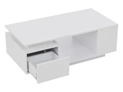Mesa de centro 100 x 50 x 36 cm com gaveta, LED - Branca