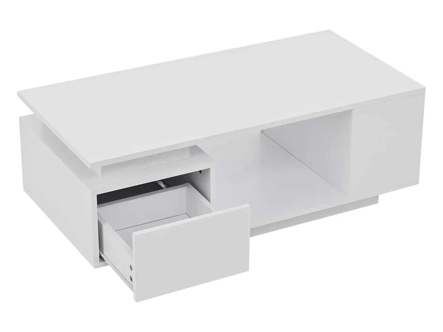 Mesa de centro 100 x 50 x 36 cm com gaveta, LED - Branca