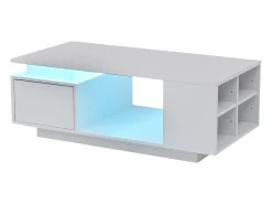 Mesa de centro 100 x 50 x 36 cm com gaveta, LED - Branca