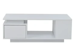 Mesa de centro 100 x 50 x 36 cm com gaveta, LED - Branca