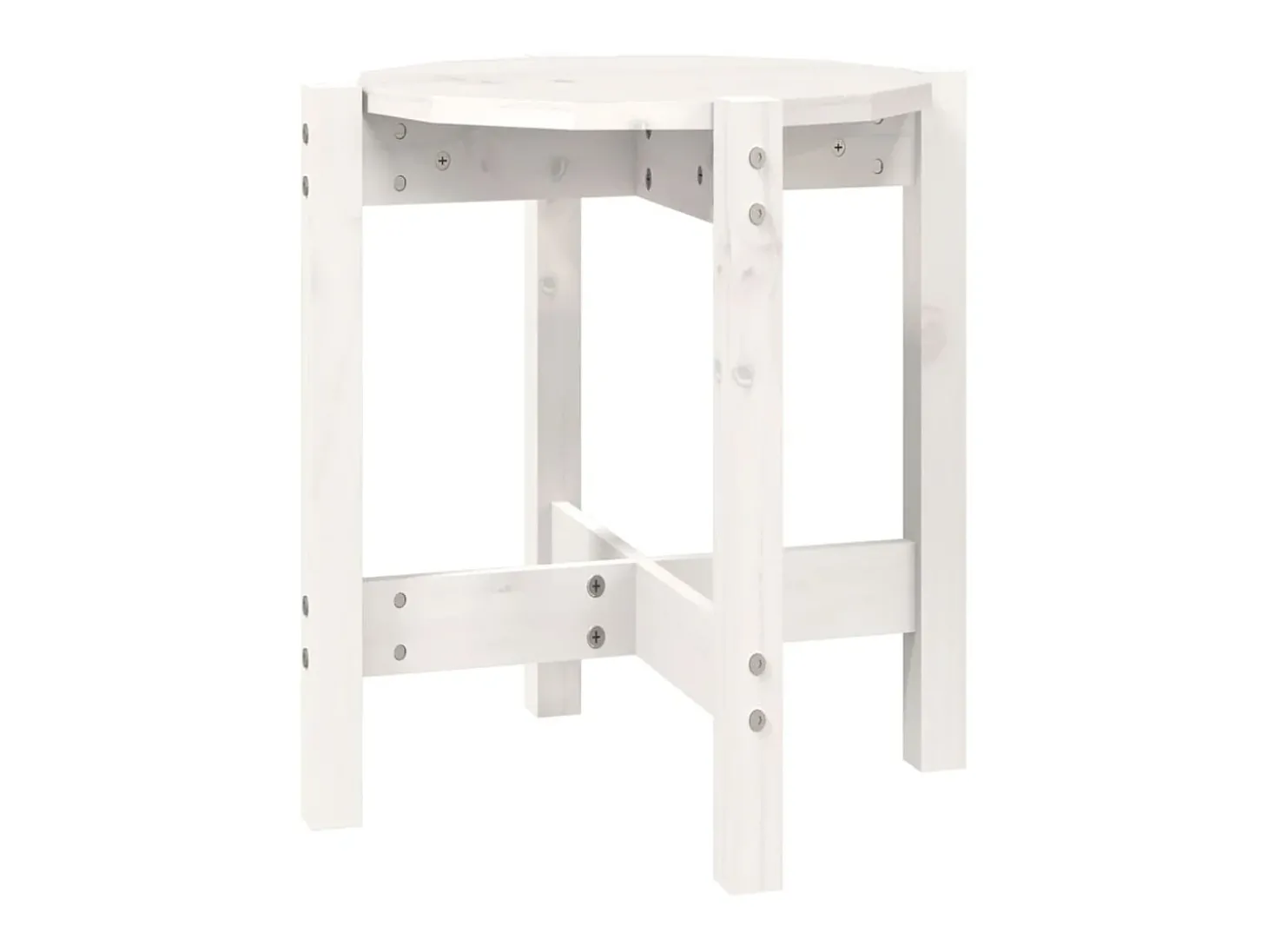 Mesa de centro Ø 42,5x45 cm madeira de pinho maciça branco PT217222