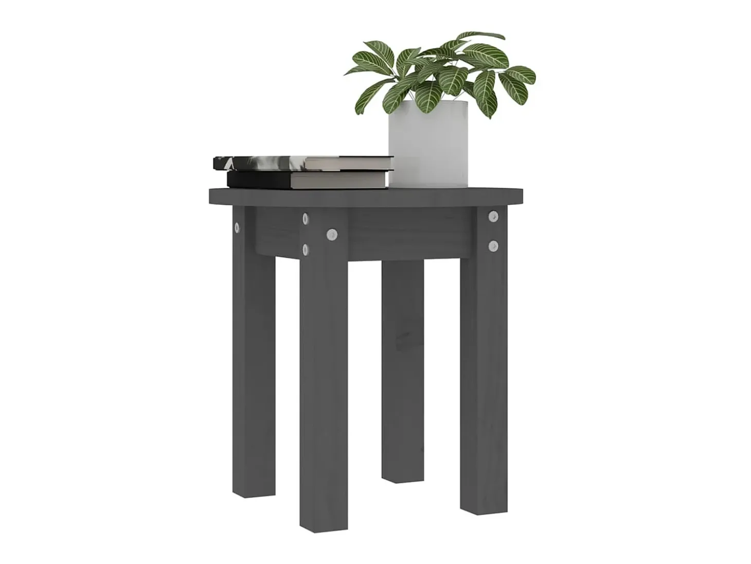 Mesa de centro Ø 35x35 cm madeira de pinho maciça cinzento PT306206