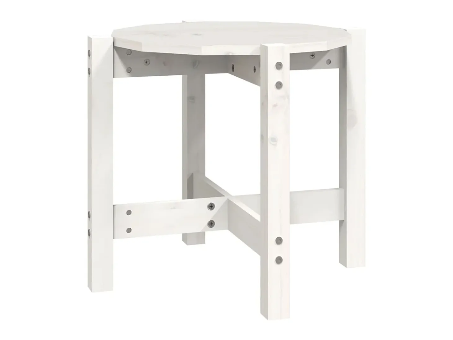 Mesa de centro Ø 52,5x45 cm madeira de pinho maciça branco PT383497