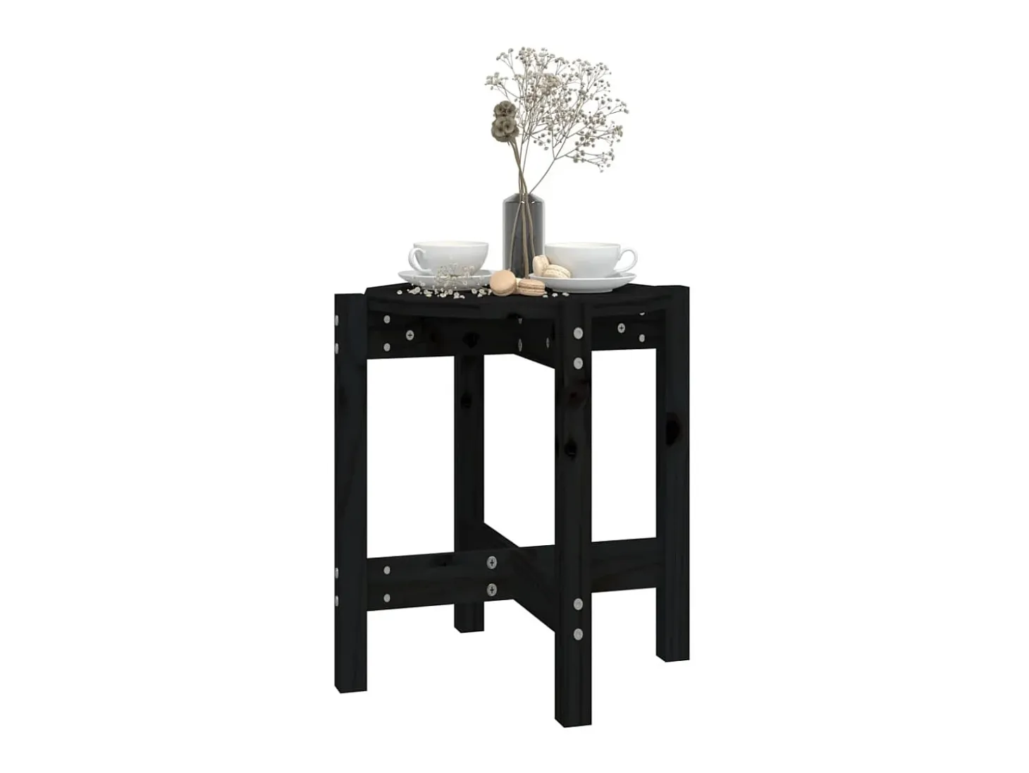 Mesa de centro Ø 42,5x45 cm madeira de pinho maciça preto PT349351