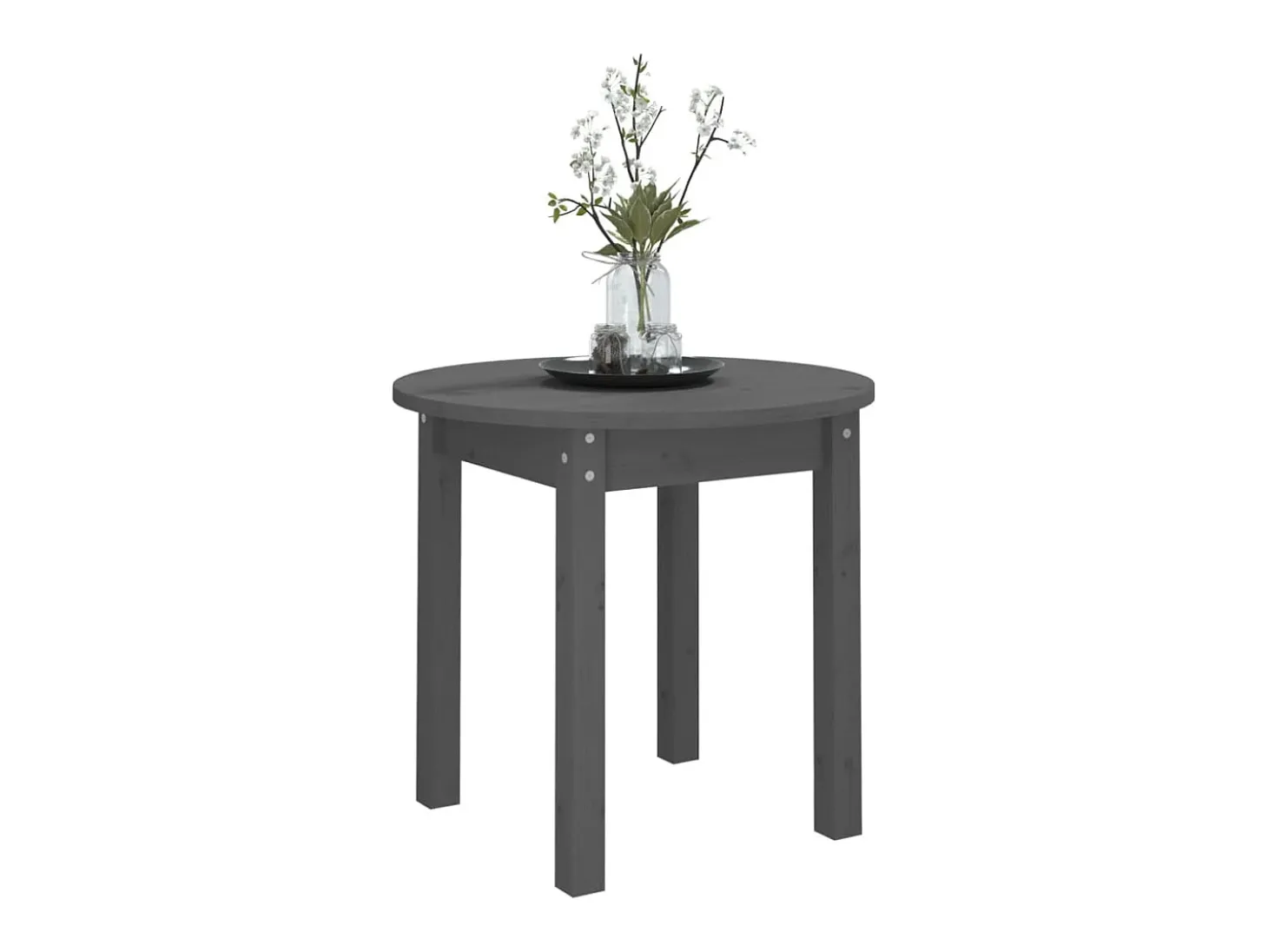 Mesa de centro Ø 45x40 cm madeira de pinho maciça cinzento PT967057