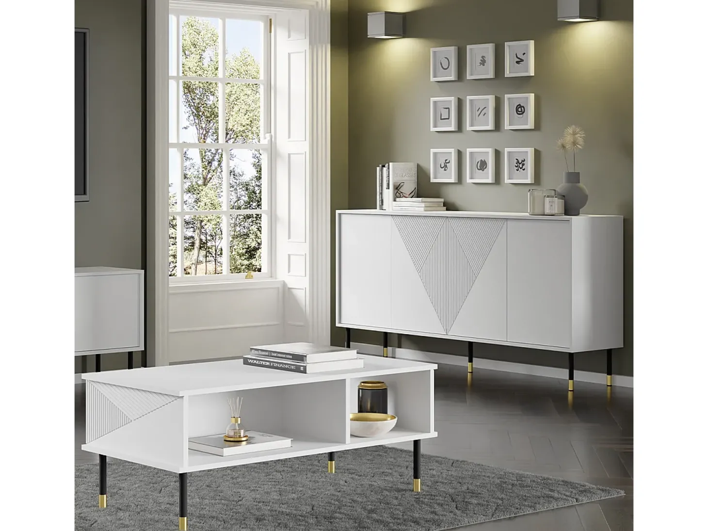 Mesa de centro Aglaé branco 45cm