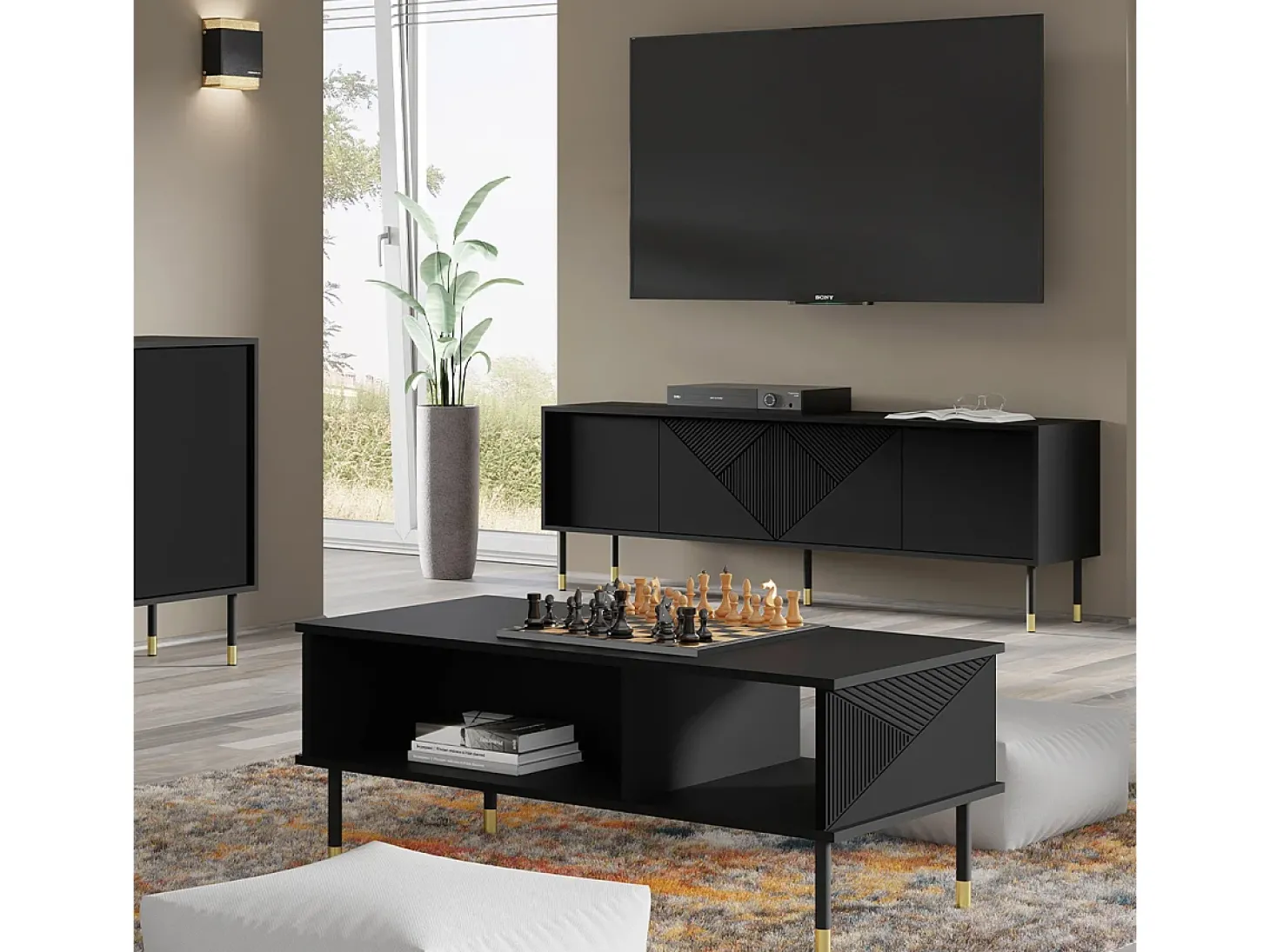 Mesa de centro Aglaé preto 45cm
