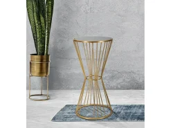 Mesa de centro Agnes, Mesa de centro baixa, Porta-revistas para sofá, Estante de sala, 40x40 h80 cm, Dourado
