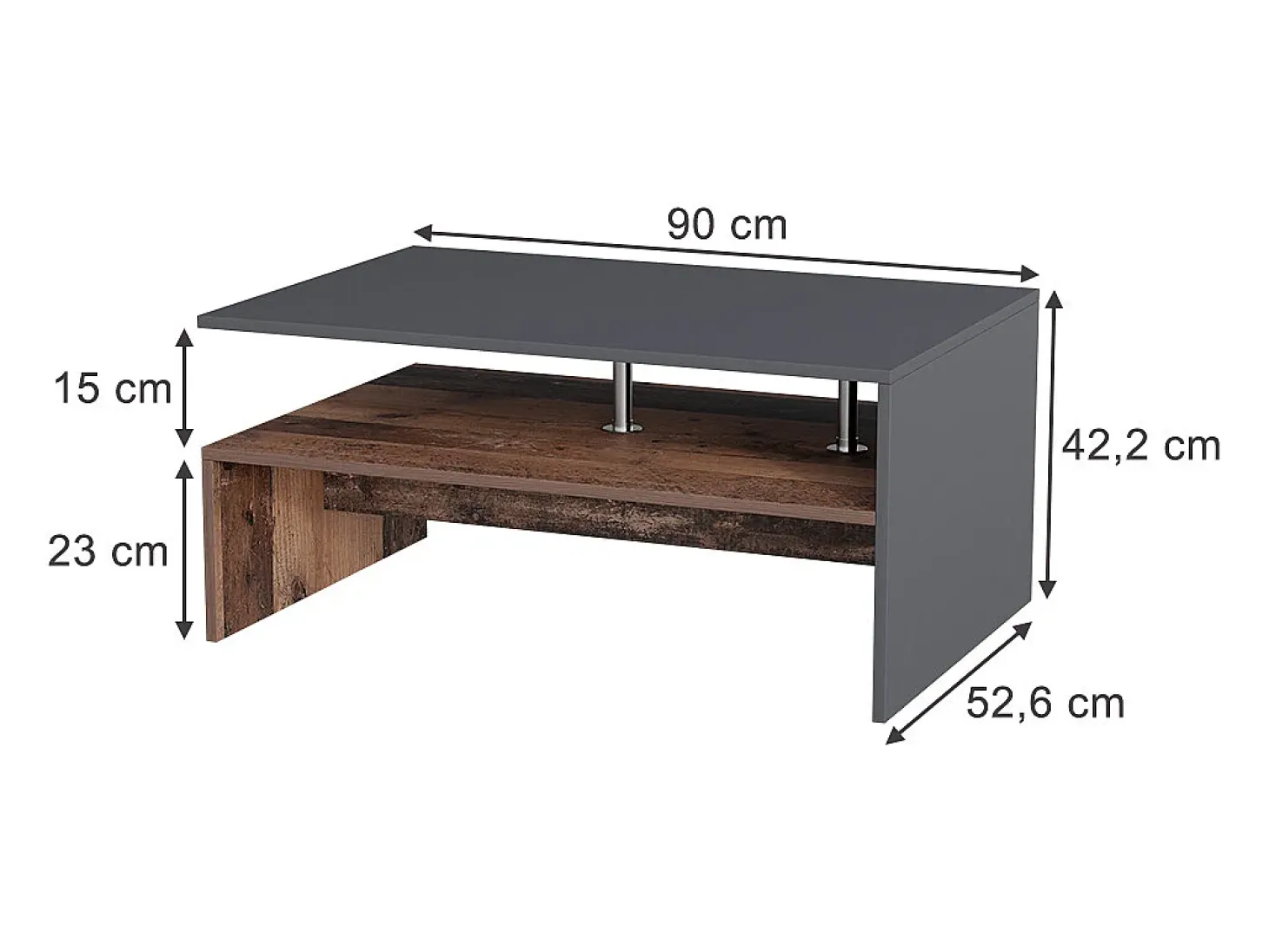 Mesa de centro antracite 90x52.6x42.2 amato
