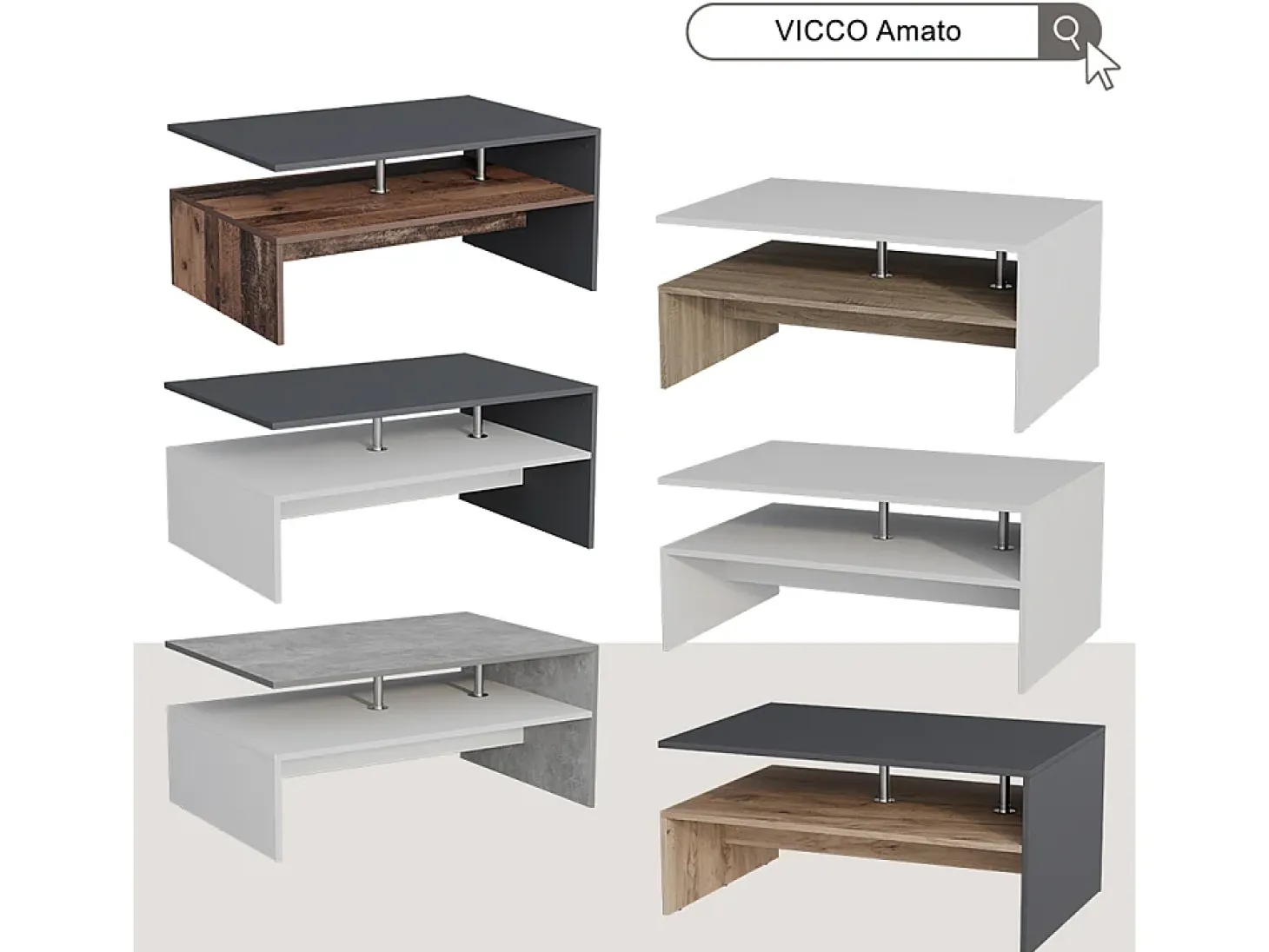 Mesa de centro antracite 90x52.6x42.2 amato