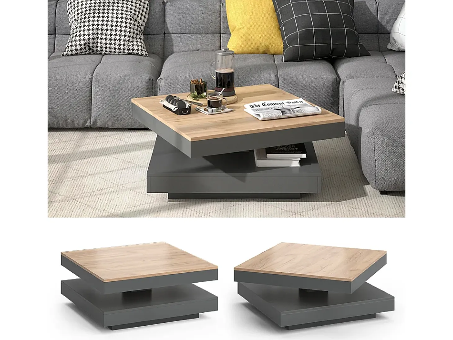 Mesa de centro antracite 70x70x34 elias