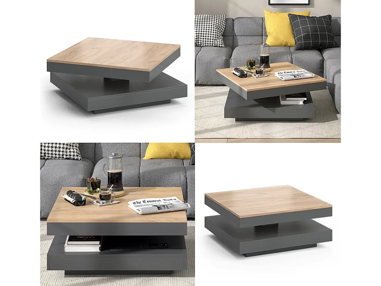 Mesa de centro antracite 70x70x34 elias