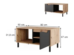 Mesa de centro antracite/artesanal 90x50x47 marelle