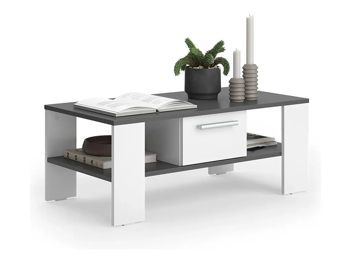 Mesa de centro antracite/branco 89.8x46.4x35.8 wilmut