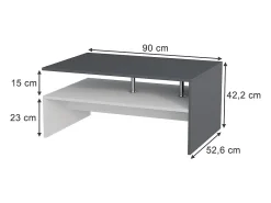Mesa de centro antracite/branco 90x52.6x42.2 amato