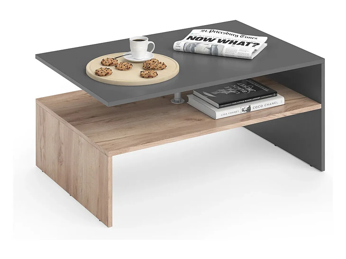 Mesa de centro antracite/carvalho arenoso 90x60x42 amato