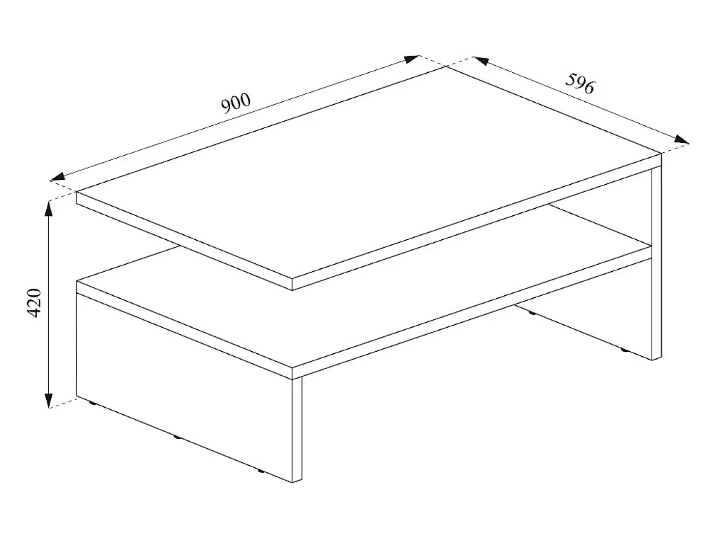 Mesa de centro antracite/carvalho arenoso 90x60x42 amato