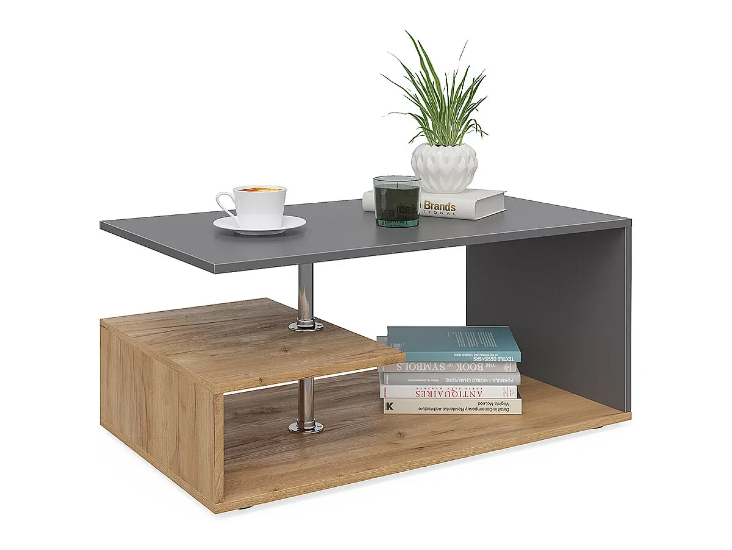 Mesa de centro antracite/carvalho arenoso 91x52.6x41 guillermo