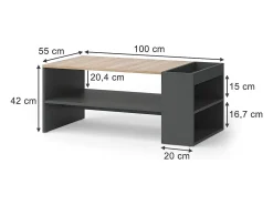 Mesa de centro antracite/sonoma 100x55x42 wido