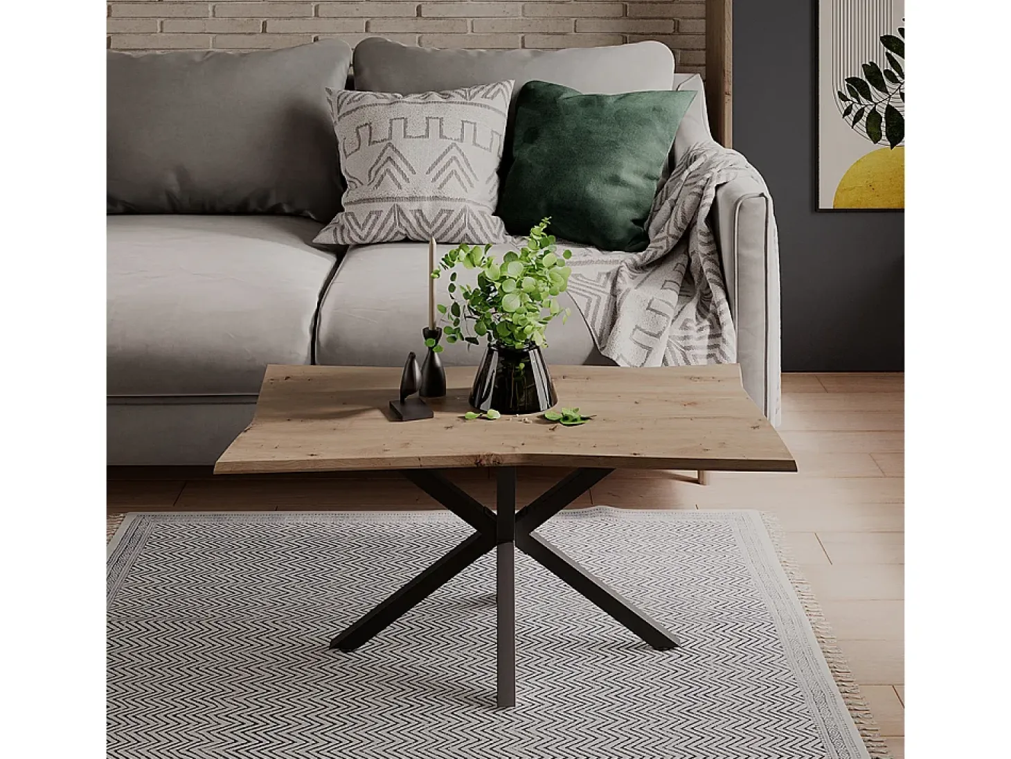 Mesa de centro artesão 90x50x40 yan
