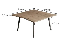 Mesa de centro artesão 80x80x40 yan
