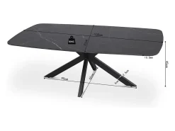 Mesa de Centro ARVENA – Mesa de Centro Retangular 130x70 cm – Pedra Preta & Metal – Design Elegante e Contemporâneo