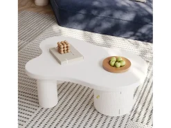 Mesa de centro assimétrica - 100 x 60 x 37 cm - com armazenamento - elegante e robusta - MDF - branca